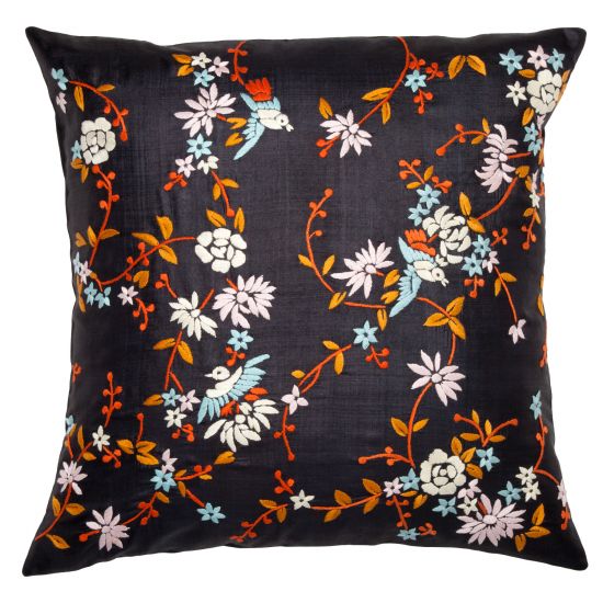 Chinese Garden Pillow Cover - Black/Multi
